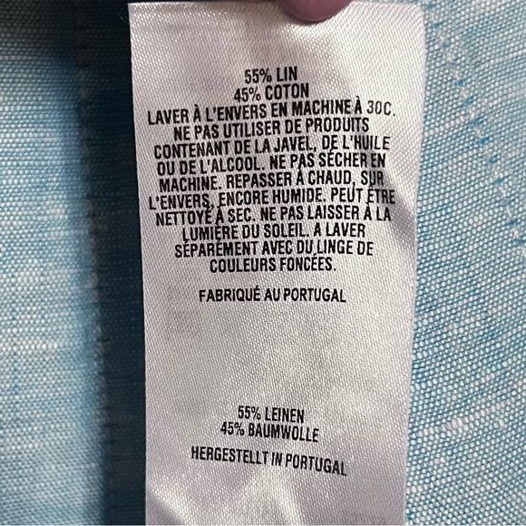 Ted Baker Mens Shirt Linen Blend Button Down Iridescent Blue Large Beach Preppy - Picture 12 of 13